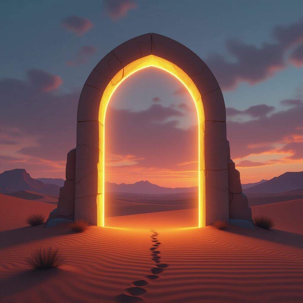 Twilight Desert Archway Portal: Digital Matte Painting