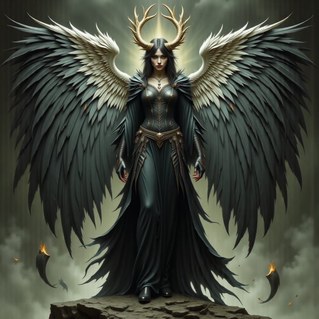 Gothic Angel Warrior in Dark Fantasy Style