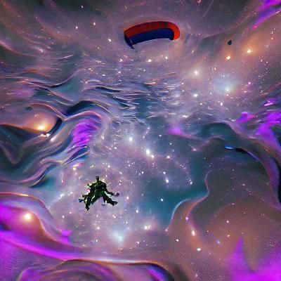 Person Floating Peacefully in Deep Space