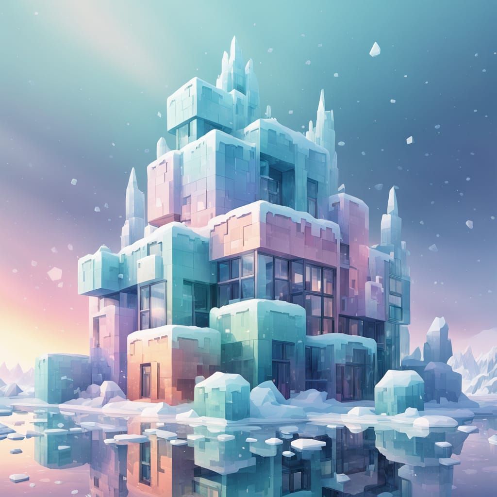 Whimsical Cubist Ice Cube Apartments in Futuristic Landscape