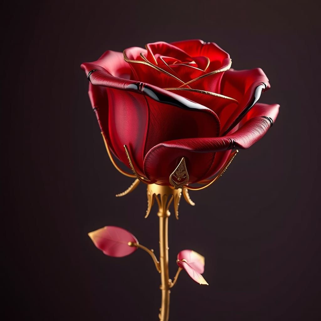 Majestic Rose with Gold Trim in Fantasy Style