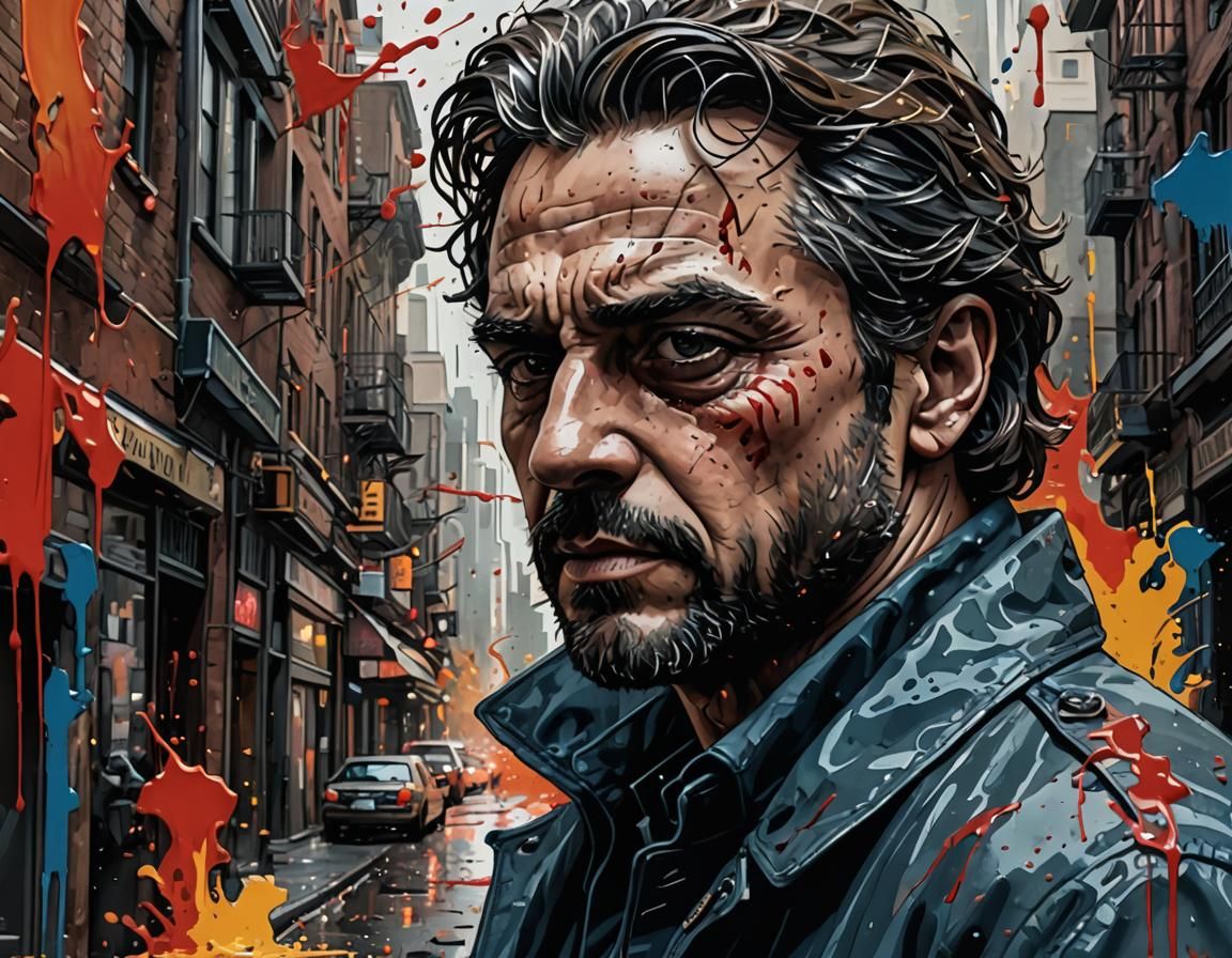 Crime Thriller Art in Expressionist Impasto Style