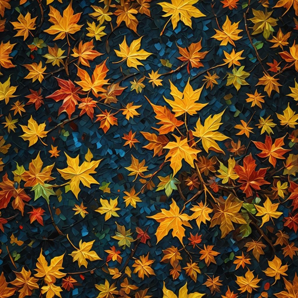 Autumnal Impressionism: Trees in the Night, Impasto Oil Pain...