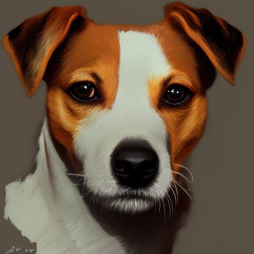 Detailed Jack Russell Portrait in Art Nouveau Style