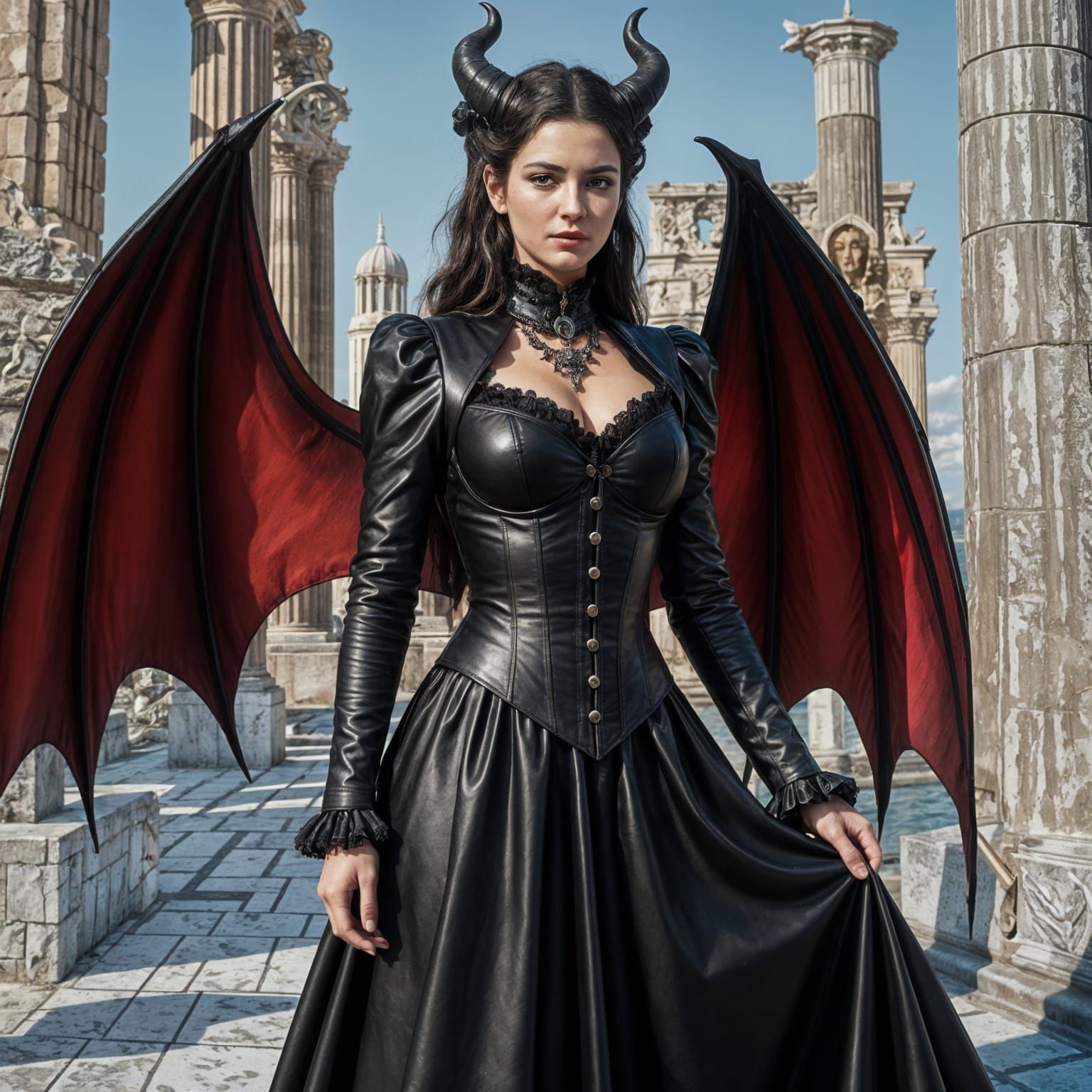 Victorian Devil in Leather Dress