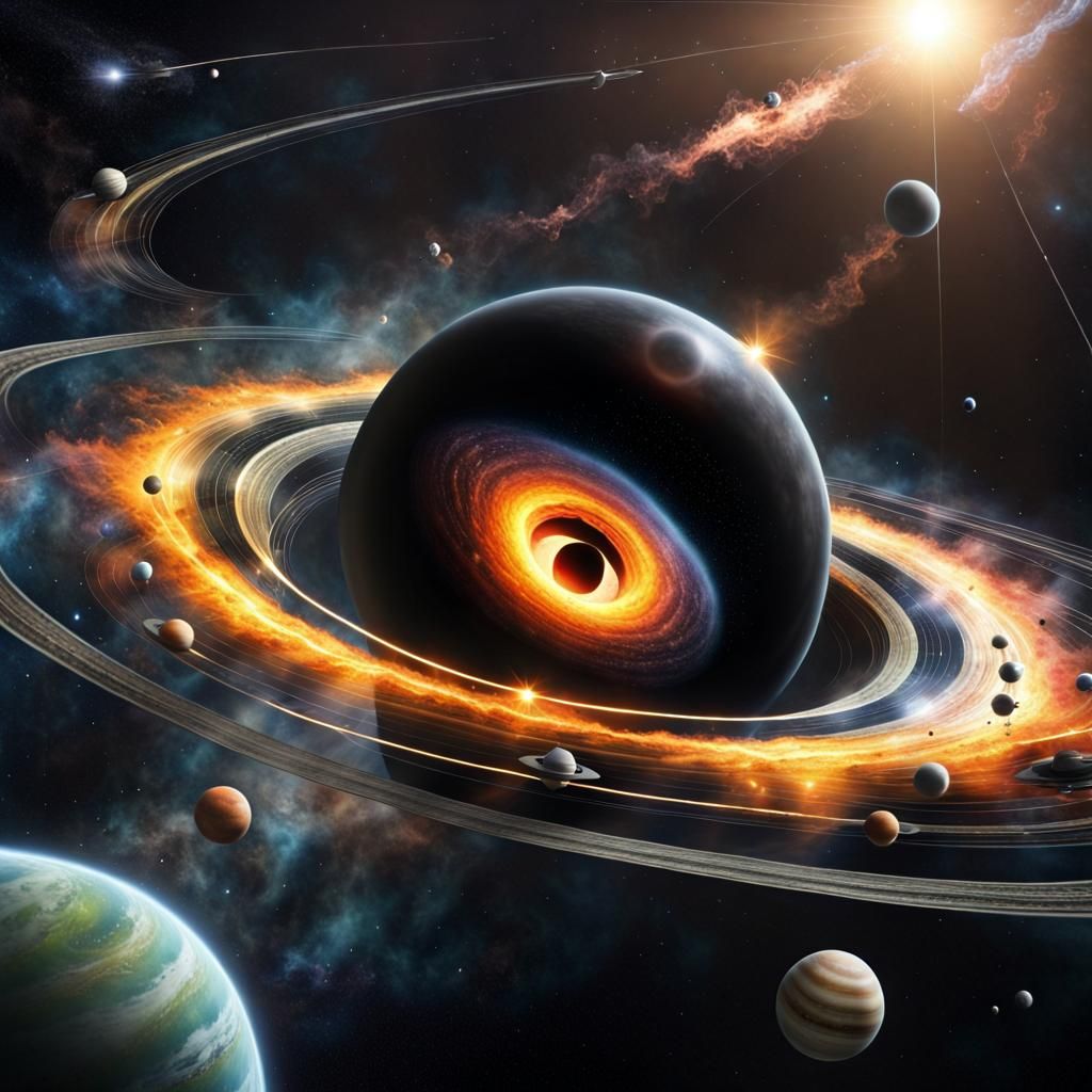 a space ship which collides with a black hole and outside ca...