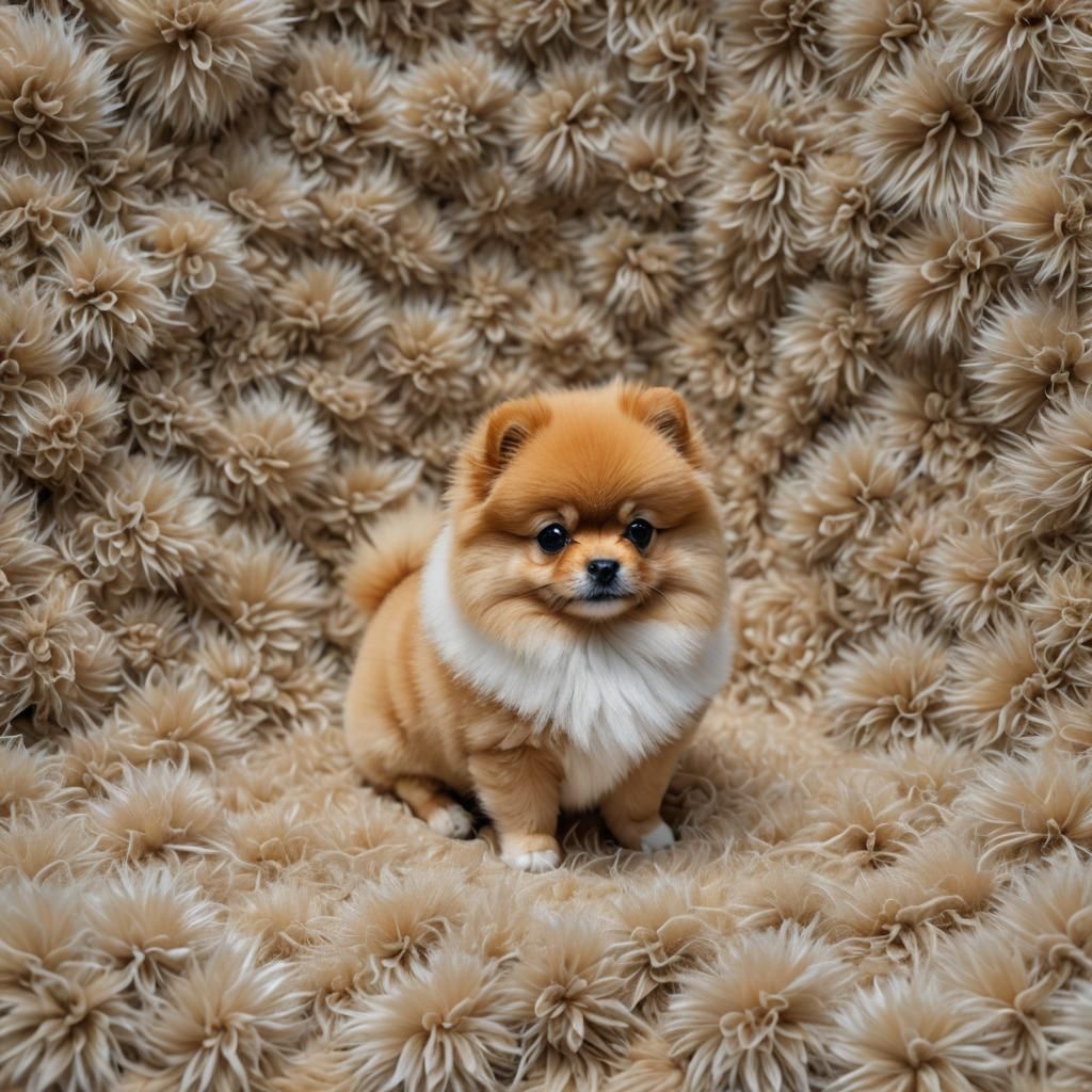 Hyperrealistic Image of a Cute Miniature Pomeranian Puppy