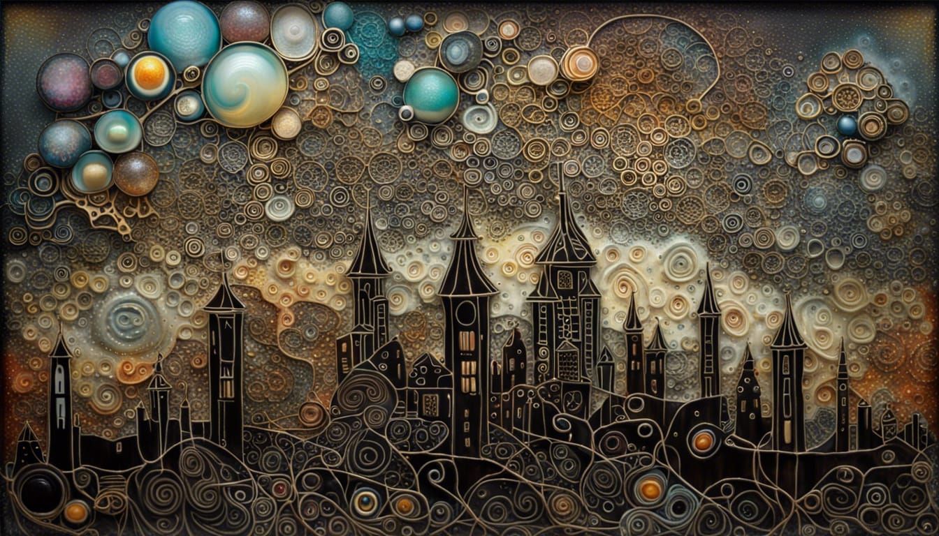 Magical Techno Landscape Inspired by Gustav Klimt