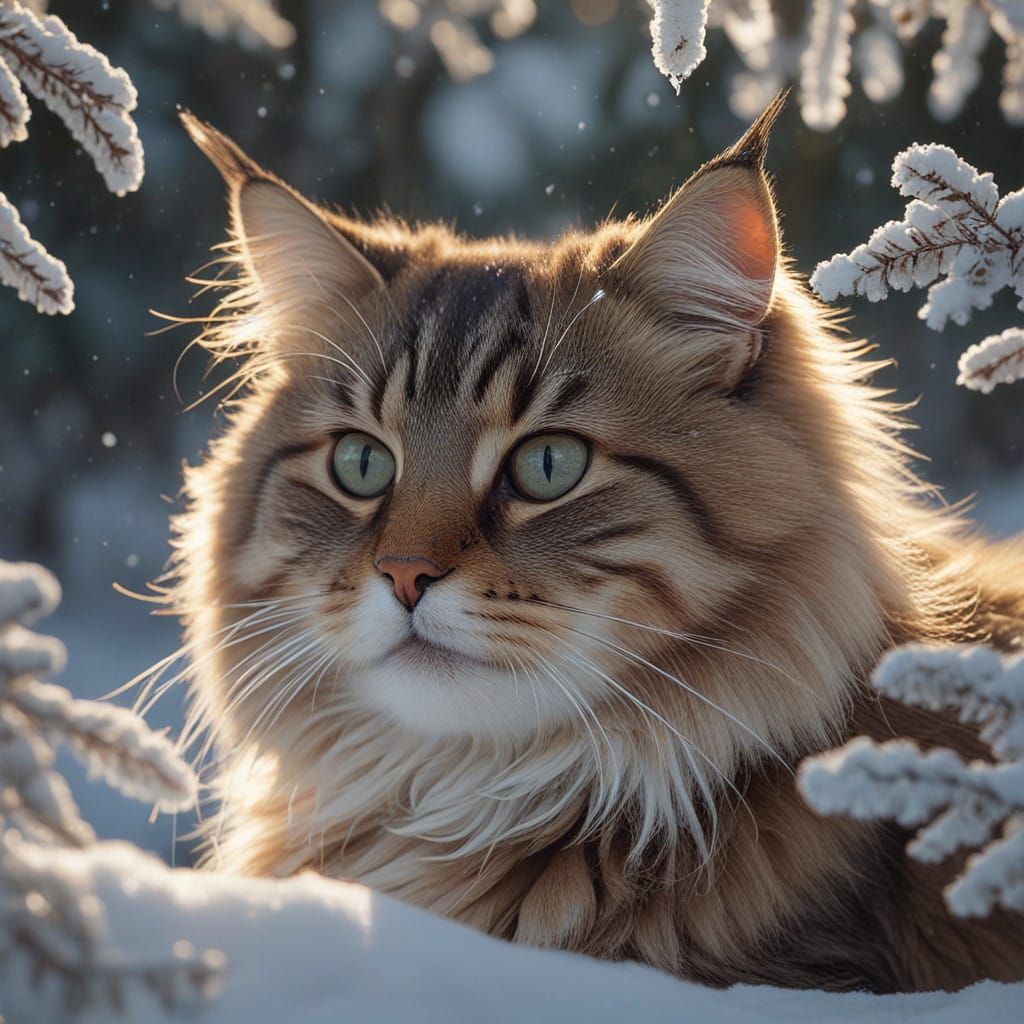 Winter portrait of a cat