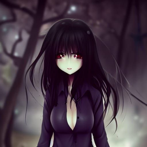 Sensual Anime Girl Portrait in Wet Shirt