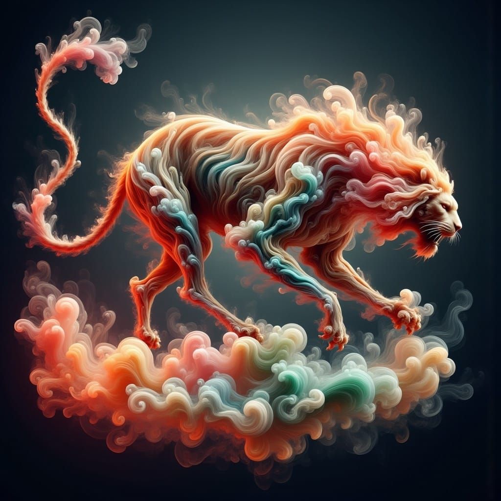 <lora:Ethereal Magic Flux:1.0> Hologram tiger detailed matte...