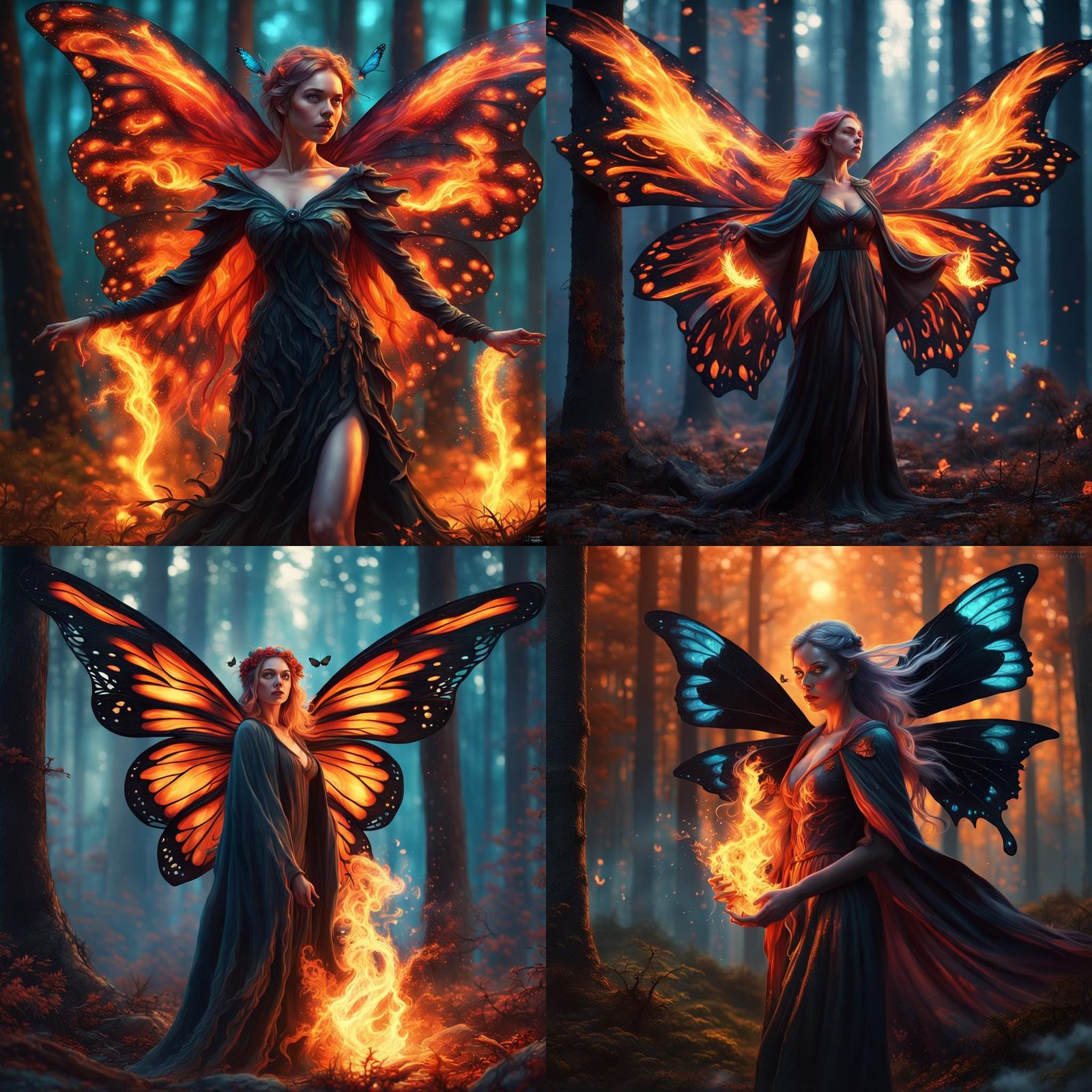 Fantasy Fairy with Butterfly Wings in Matte Painting