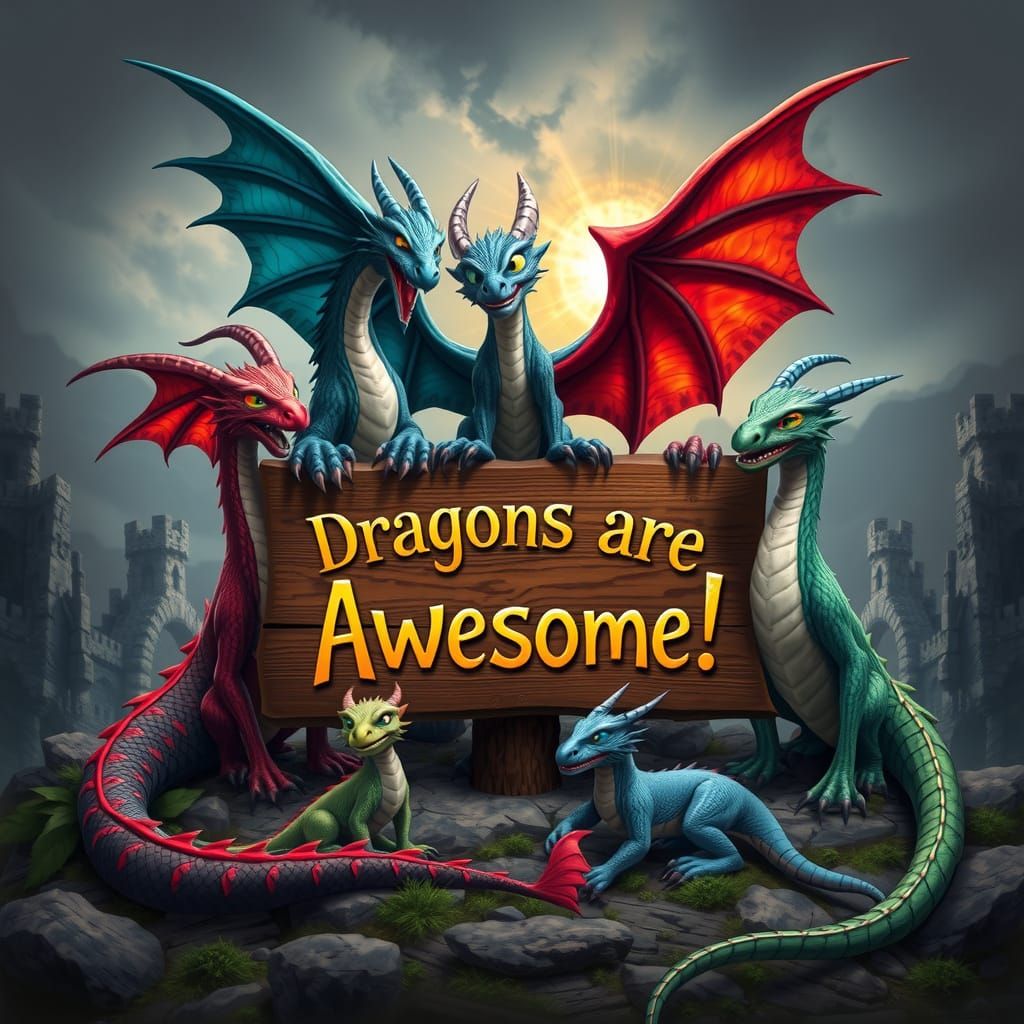 Epic Dragons Gather Around Iconic Fantasy Sign