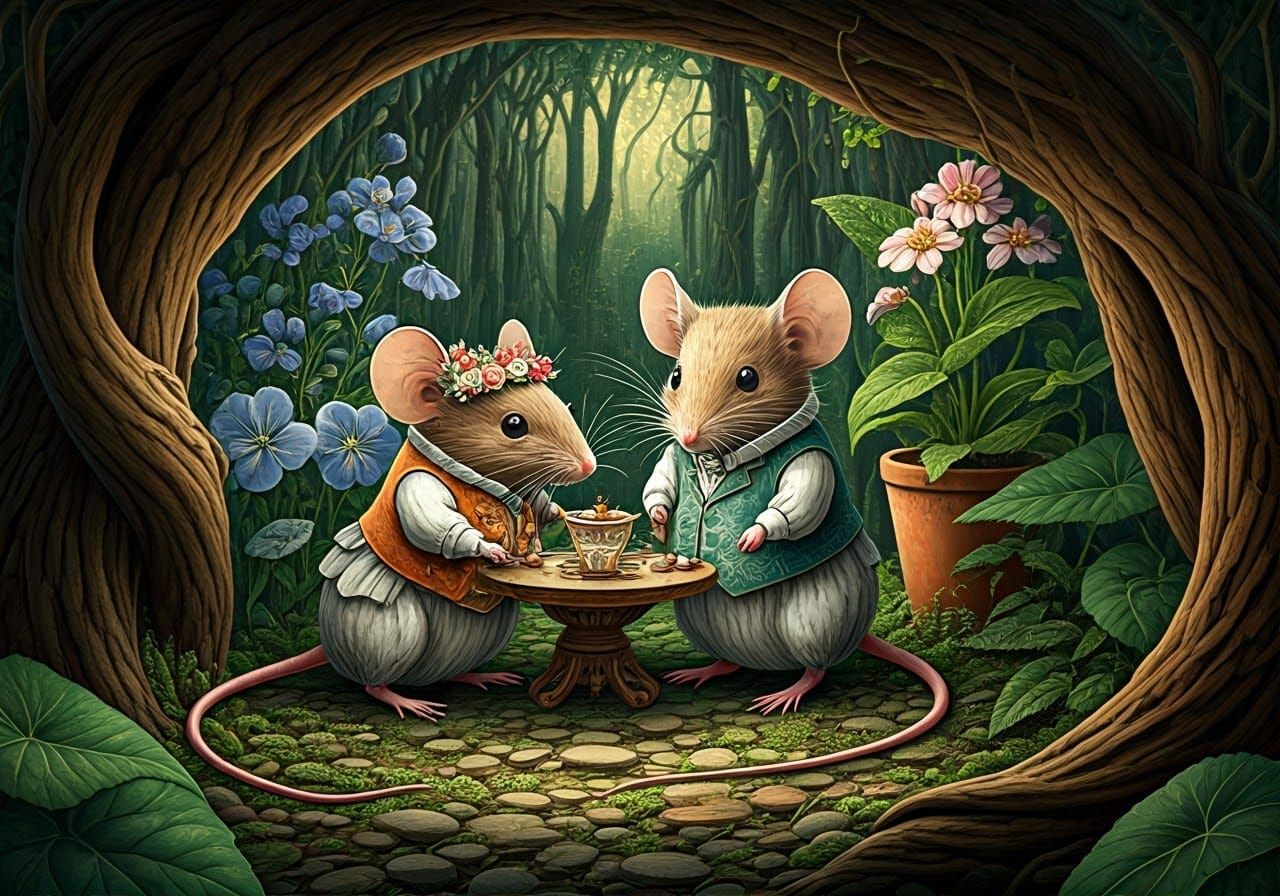 Whimsical Garden Gathering in Intricate Embroidered Attire