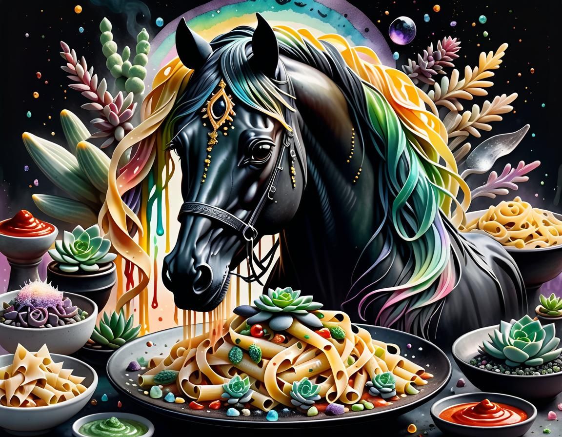 Appetizing Pasta Dishes: Watercolour, Pastel Goth Illustrati...