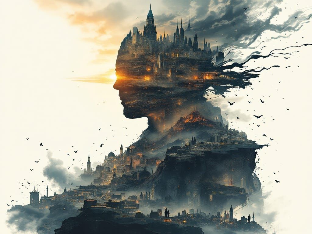 Surreal Monk Mindscape: Fantasy World Concept Art