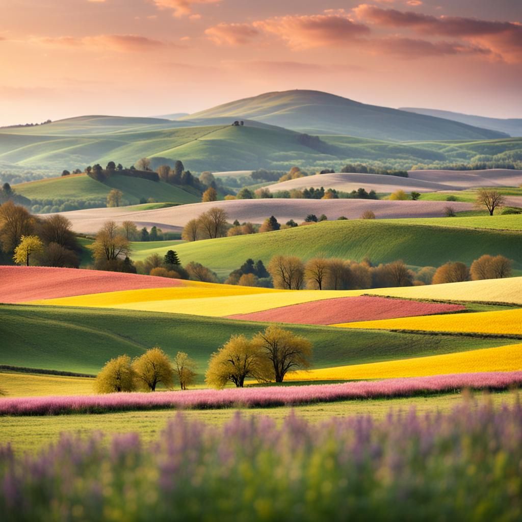 Surreal Pancake Plains and Butter Hills Landscape