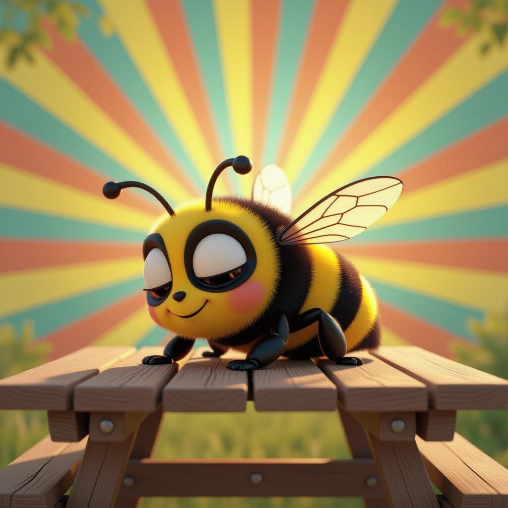Sleepy Bumblebee Resting in Cartoon 3D Render