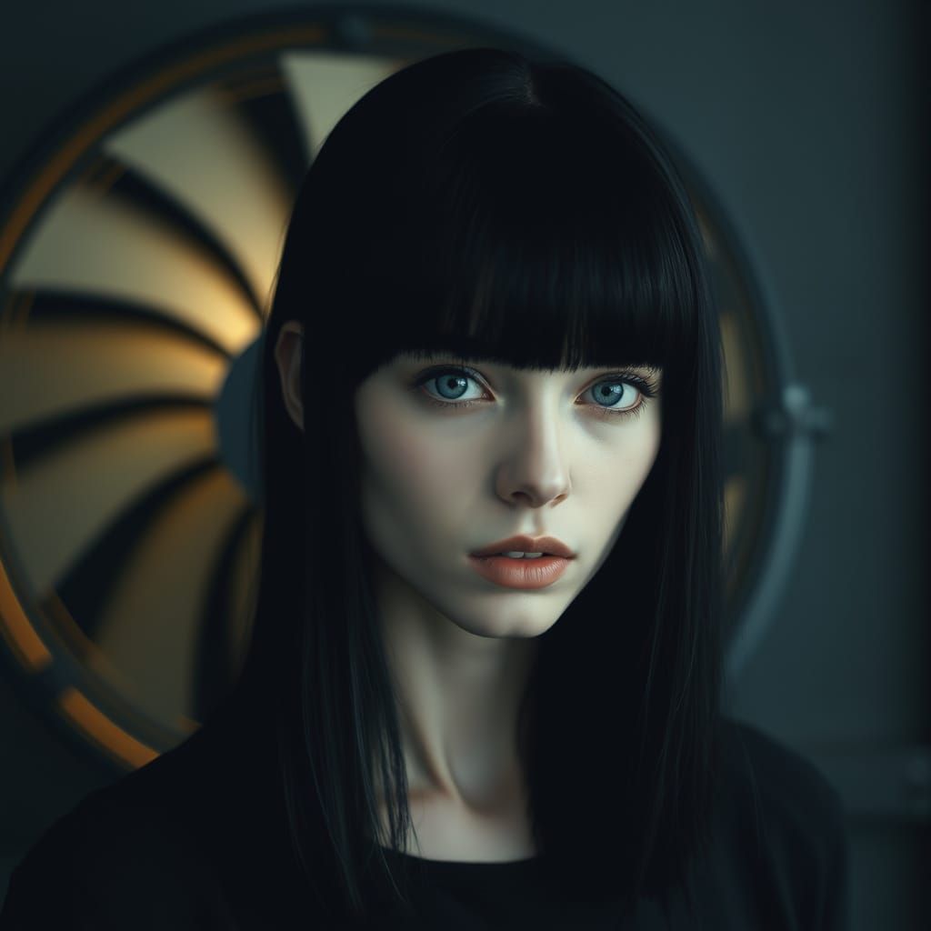 Dark Futuristic Woman in Muted Color Palette