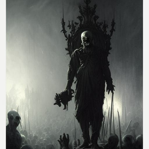 Horror Zombie Emperor on Dark Throne