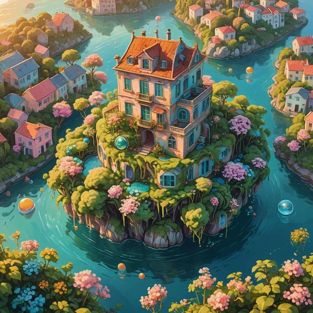 Magical Island House in Fauvist Expressionism