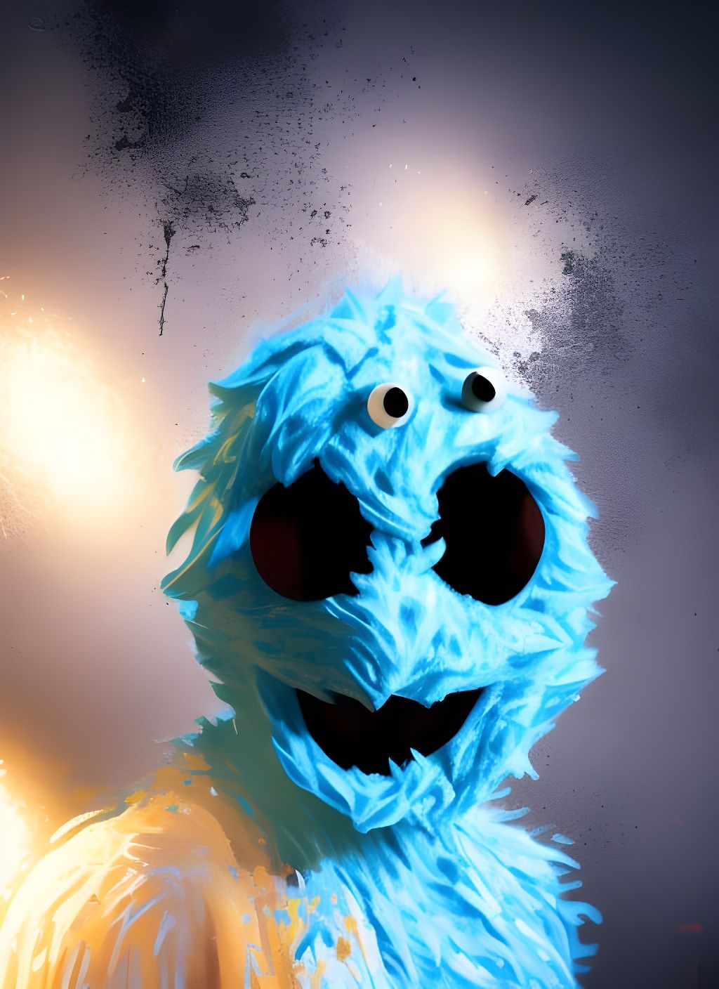 Scary Cookie Monster Horror Portrait in 8k