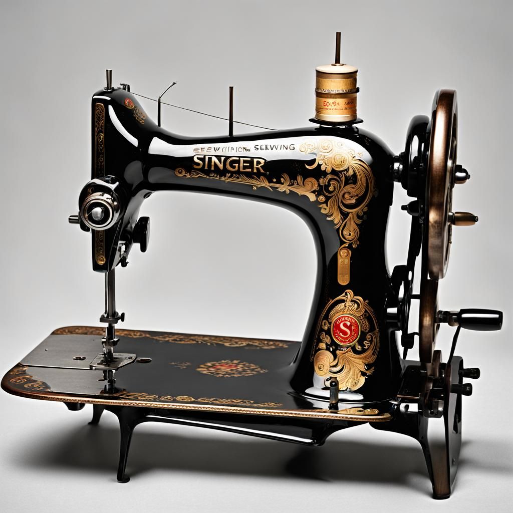 Antique Singer Sewing Machine Illustration