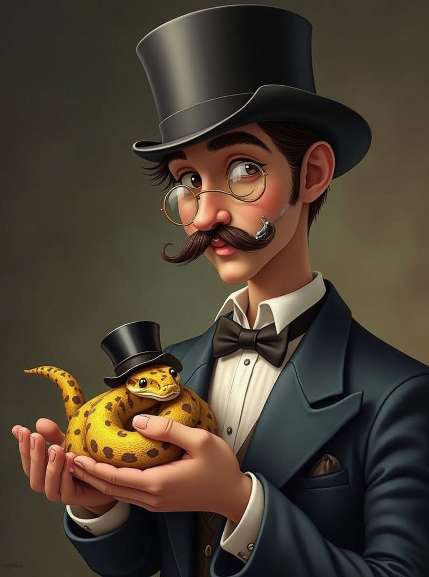 English Gentleman With Python In Top Hat
