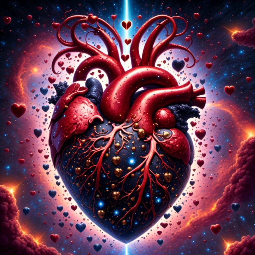 Surreal Optical Illusion: Never-Ending Heart of Stars