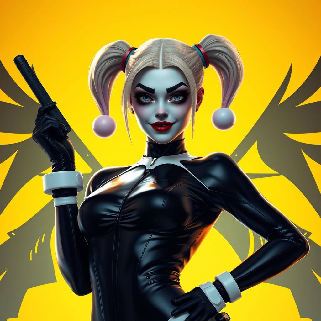 Harley Quinn in Film Noir-Inspired Black Latex
