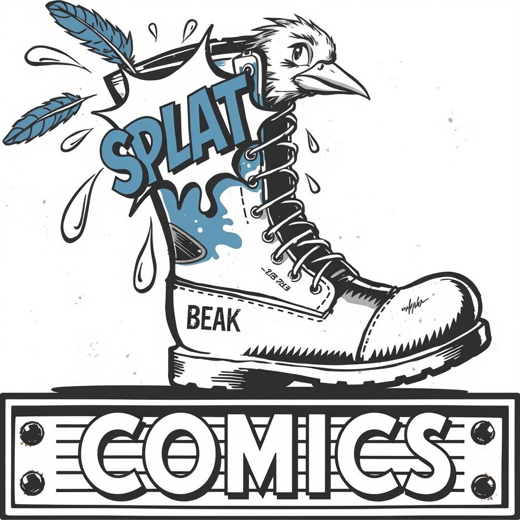 Dynamic Comic Book Logo with Boot and Bird
