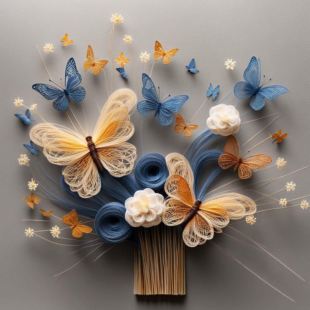 String Art Bouquet with Butterflies