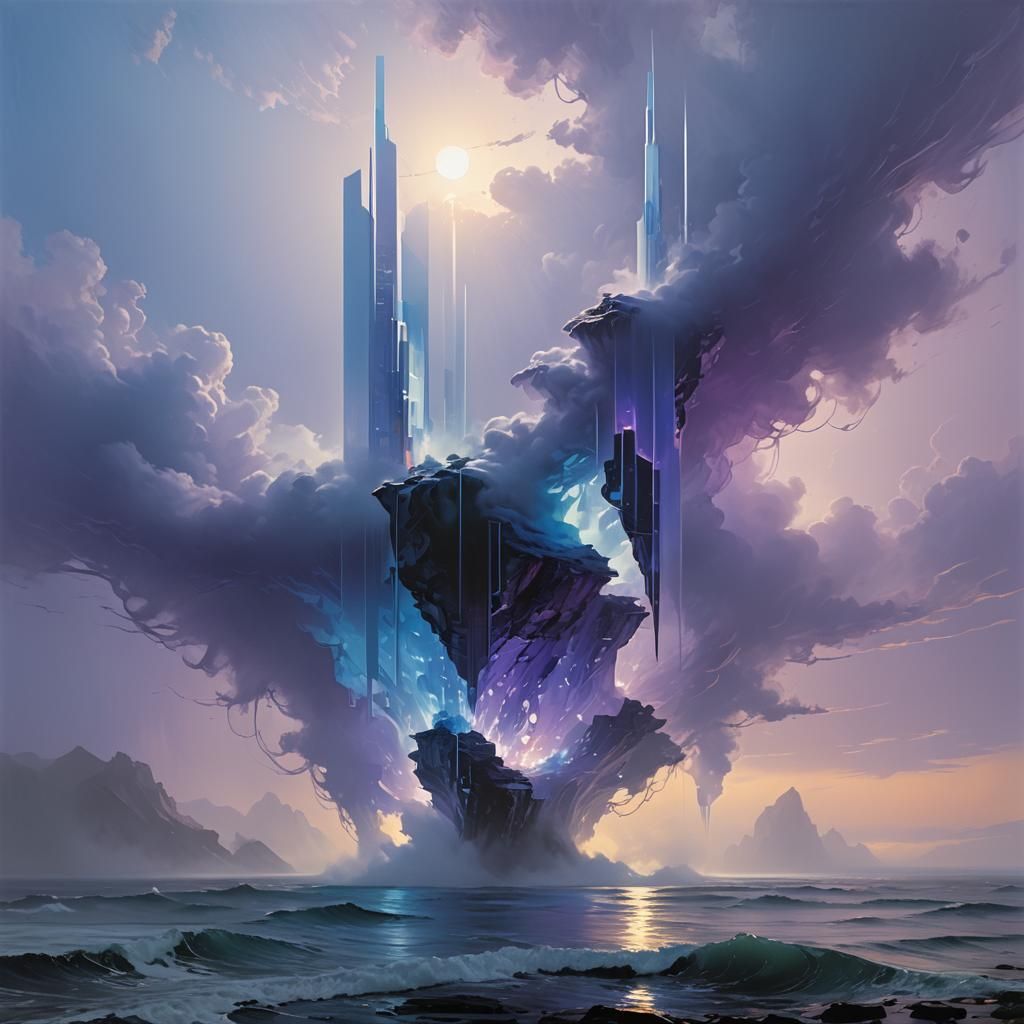 Ethereal Glass A Optical Illusion in Cyberpunk Style