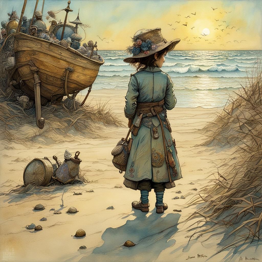 Beach Scene 1899 in Exquisite 3D Digital Art