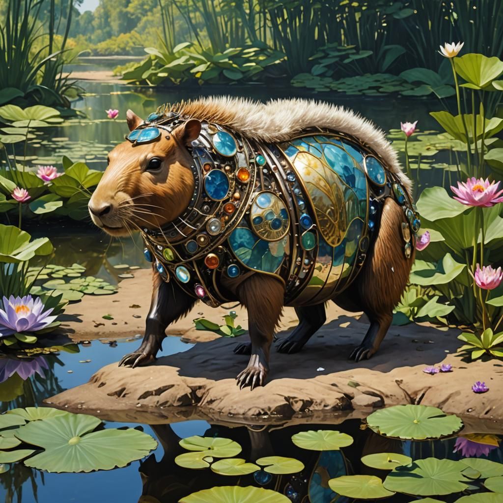 Capybara in jeweled armor