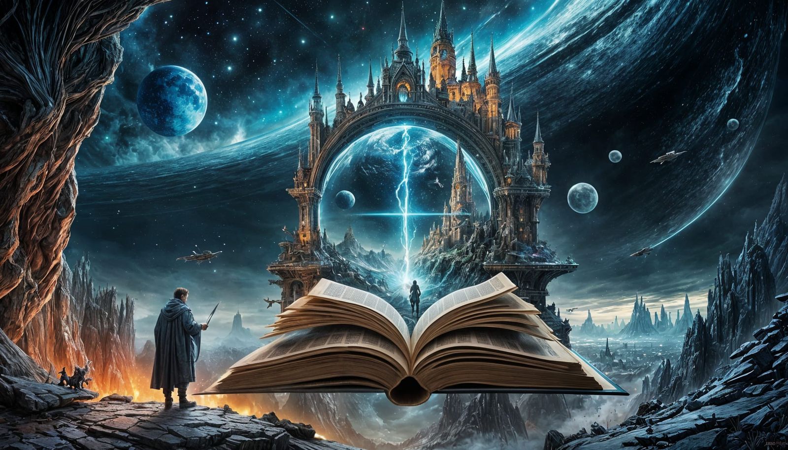 Sorcerer Conjuring Sci-Fi World from Book