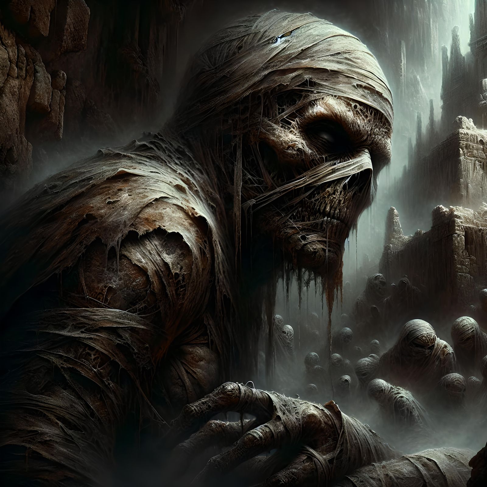 Mummy Portrait in Gloomy, Emotionally Profound Style