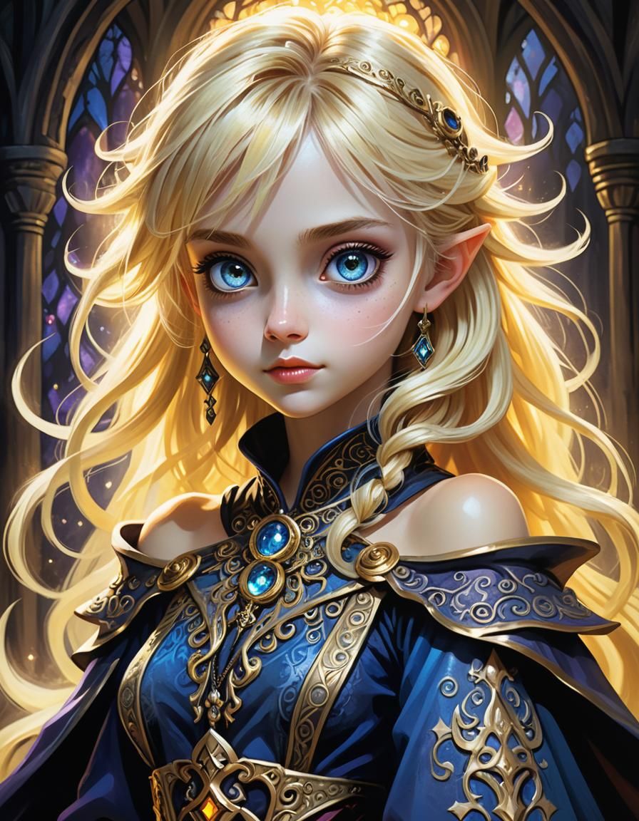 Blond Mage with Spirit Animal in Gothic Art