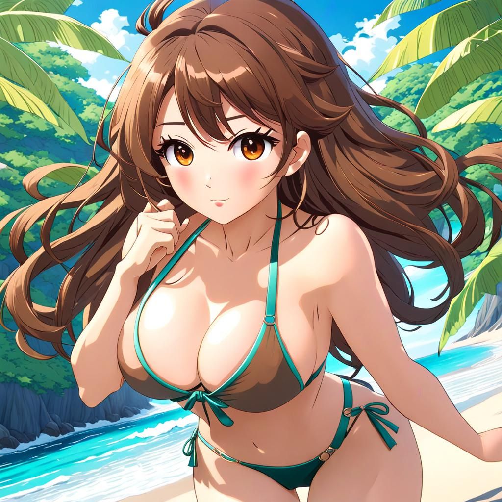 Anime Woman in Bikini: Manga Illustration