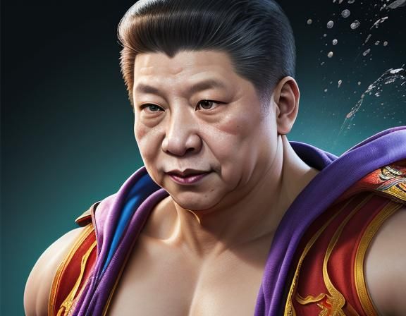 Xi Jinping as Hyperrealistic Bodybuilder