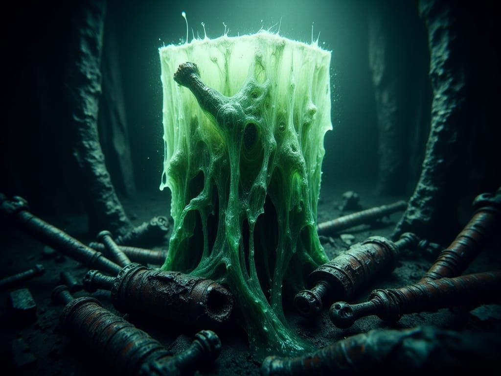 Gothic Gelatinous Cube Devours Medieval Dungeon Ruins