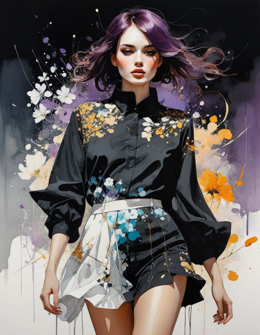 Ethereal Female Figure in Dance Pose, Minimalist Watercolor ...