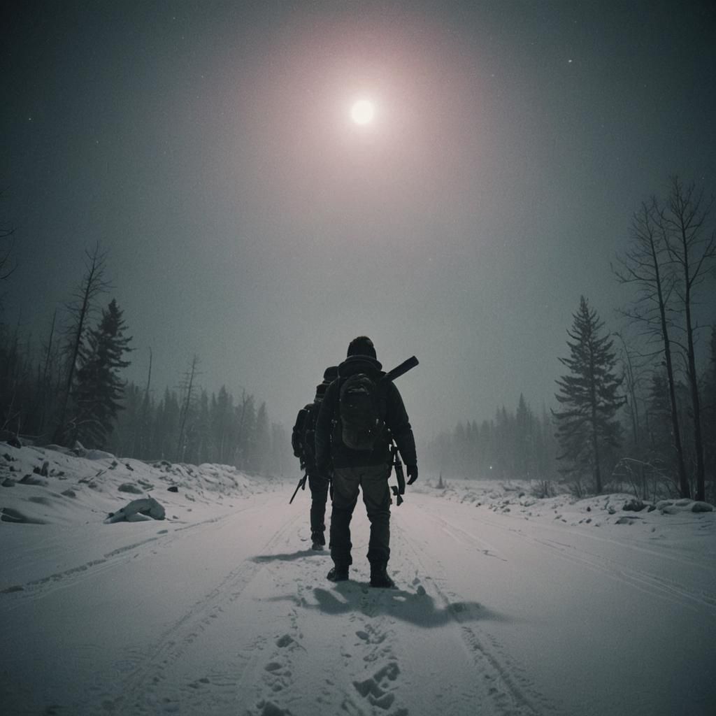 Dramatic Night Scene: Cinematic Film Still