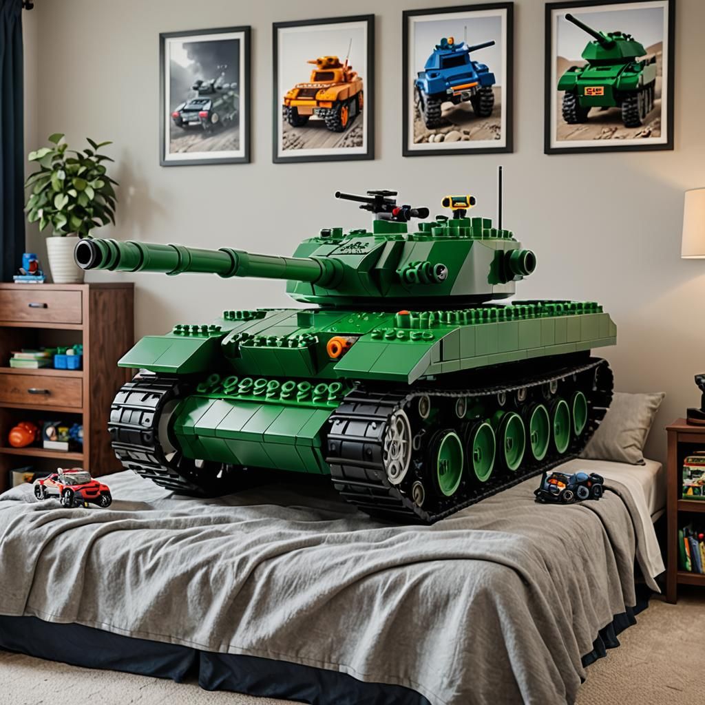 Photorealistic Lego Tank in Boy's Bedroom