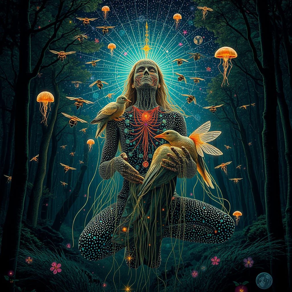 Surreal Shaman Trance in Enchanted Forest