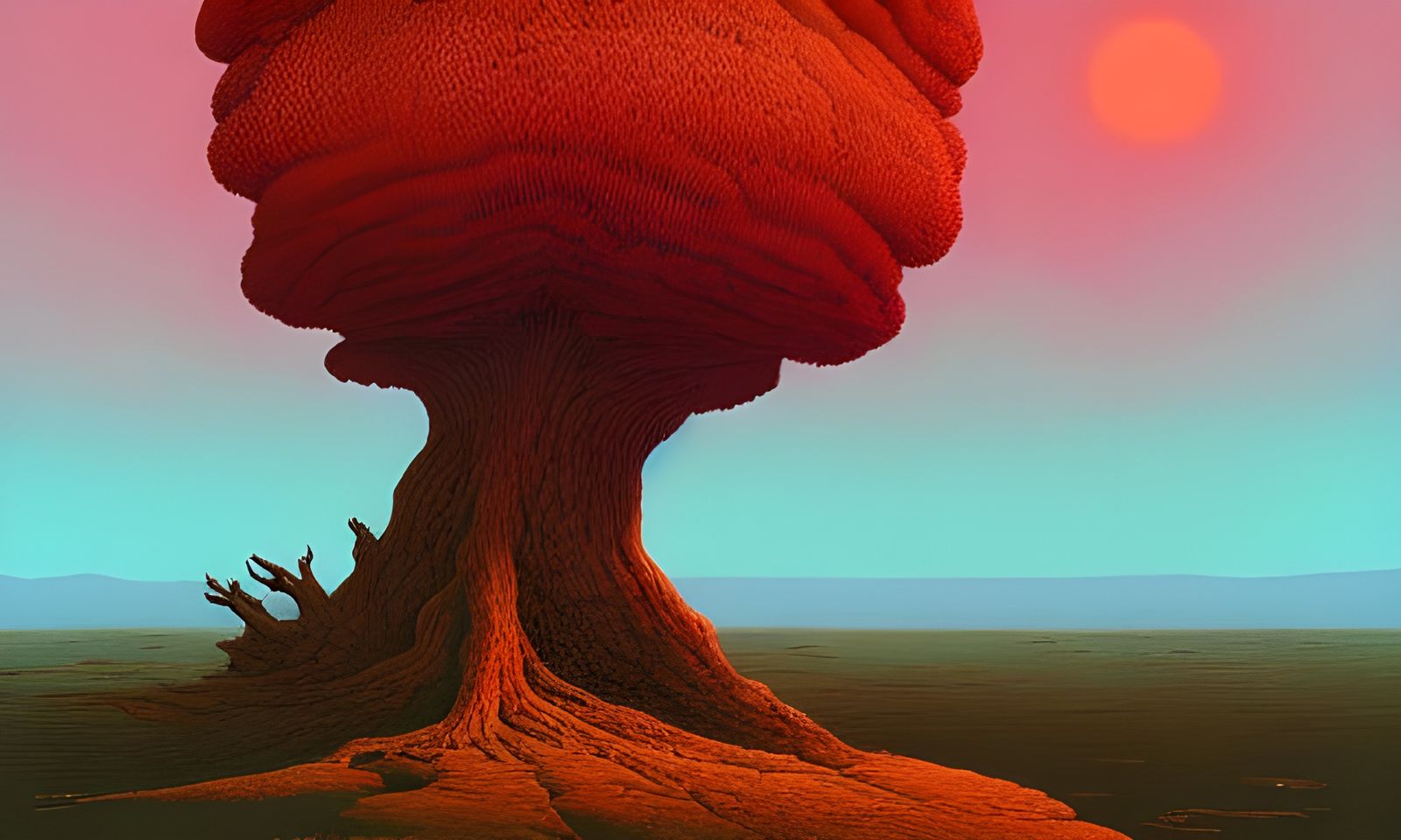 Desert Tree Painting in a Sci-Fi Style