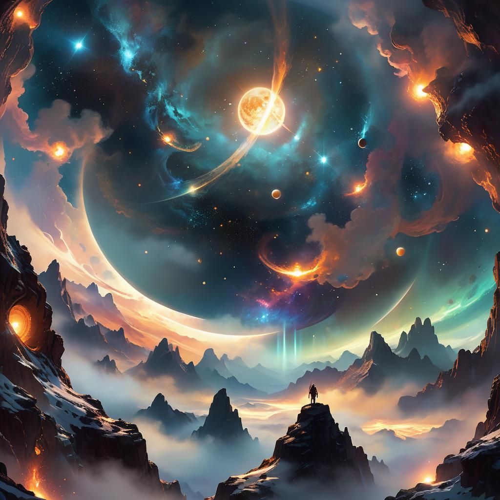 Celestial Alignment in Deep Space: Fantasy Concept Art