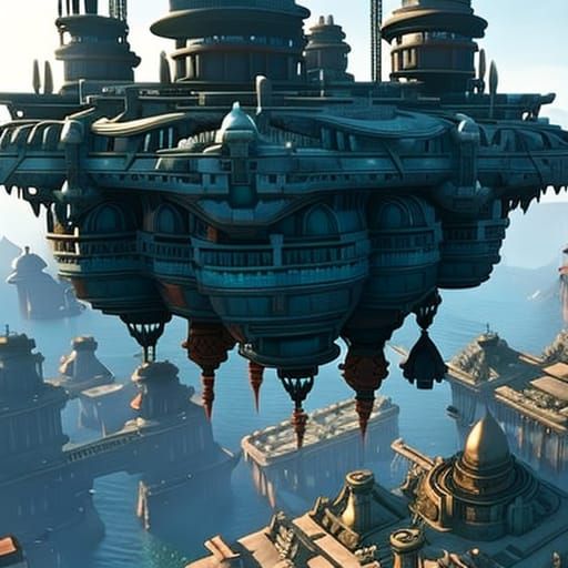 Upside Down Floating City in Unreal Engine