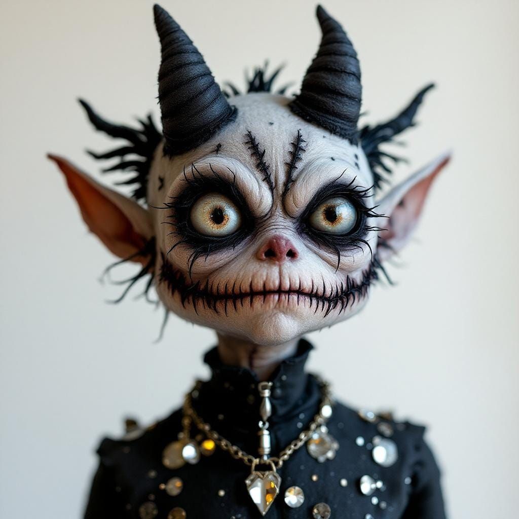 Ugly Felt Demon Creature with Sequins