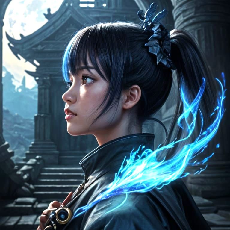 Girl and Dragon in Anime Style